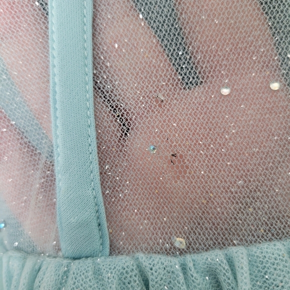 NWT TLC Say Yes Juniors Rhinestone-Embellished Mesh-Waist Gown in Seagreen 13/14 - Picture 15 of 15